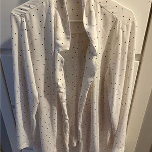 Lush White Shirt with Black Polka Dots